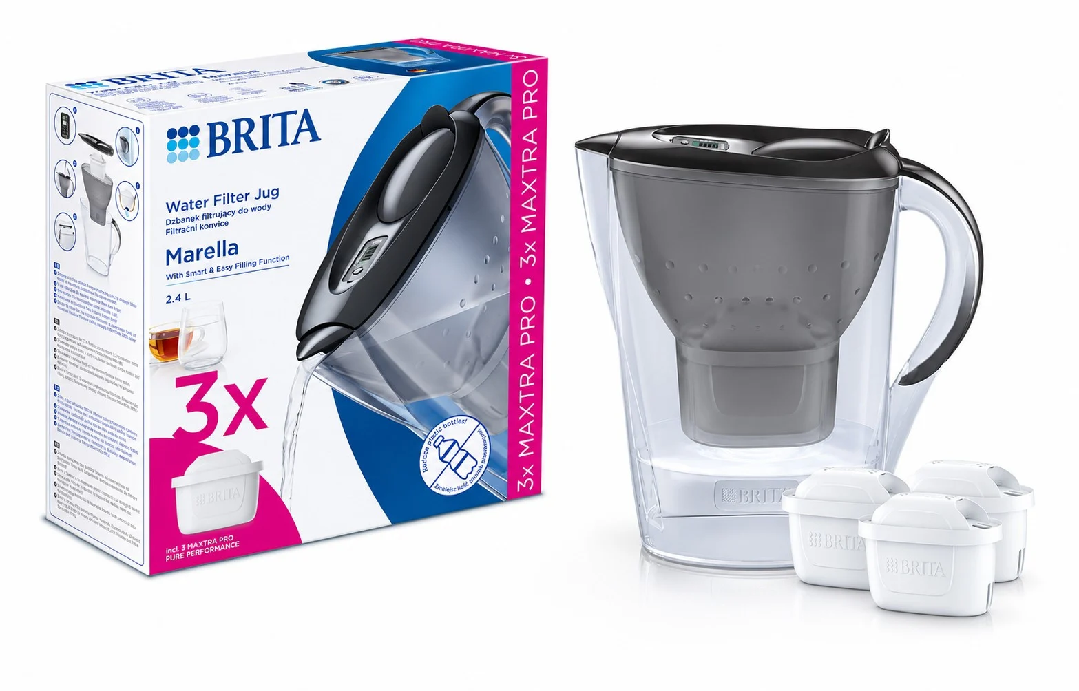 Фильтр-кувшин Brita Marella MXpro Graphite + 3 картриджа